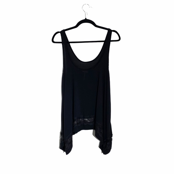 FREE PEOPLE Black Flowy Handkerchief Hem Tank Top - Picture 2 of 5